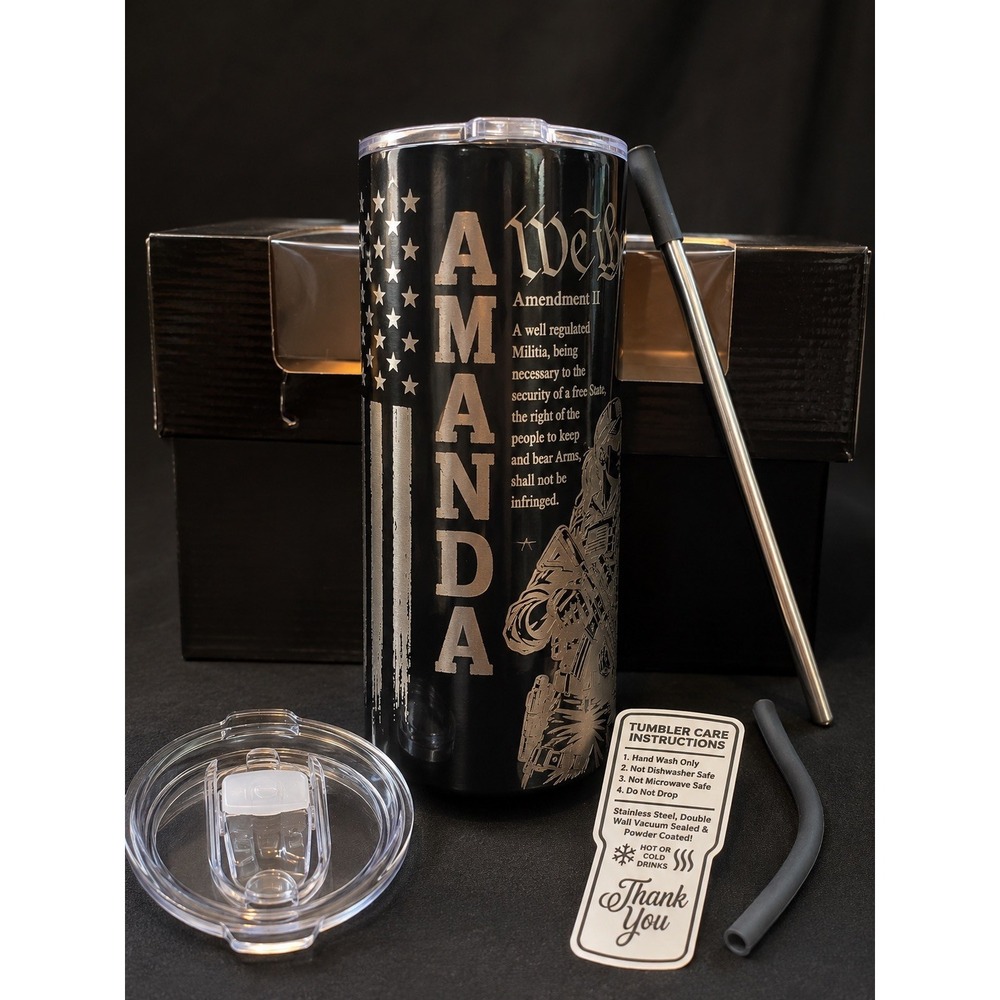 Amanda 20 oz Tumbler We The People 2nd Amendment Patriotic Stainless Steel